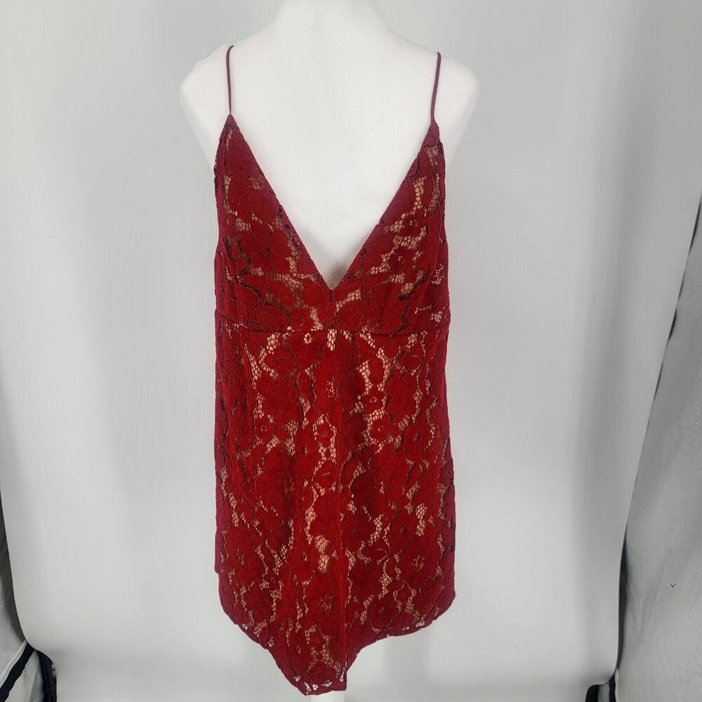 Free People Dangerous Love Red Lace Mini Dress Sleeveless Lined Women's Size 10